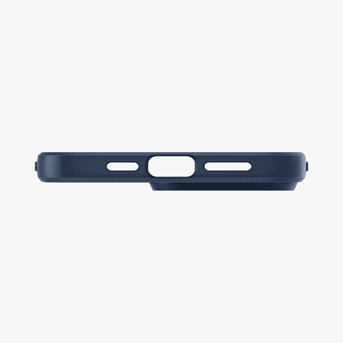 ACS04958 - iPhone 14 Pro Case Liquid Air in navy blue showing the bottom with precise cutouts