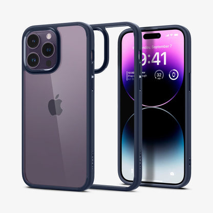 ACS04962 - iPhone 14 Pro Case Ultra Hybrid in navy blue showing the back, inside and front