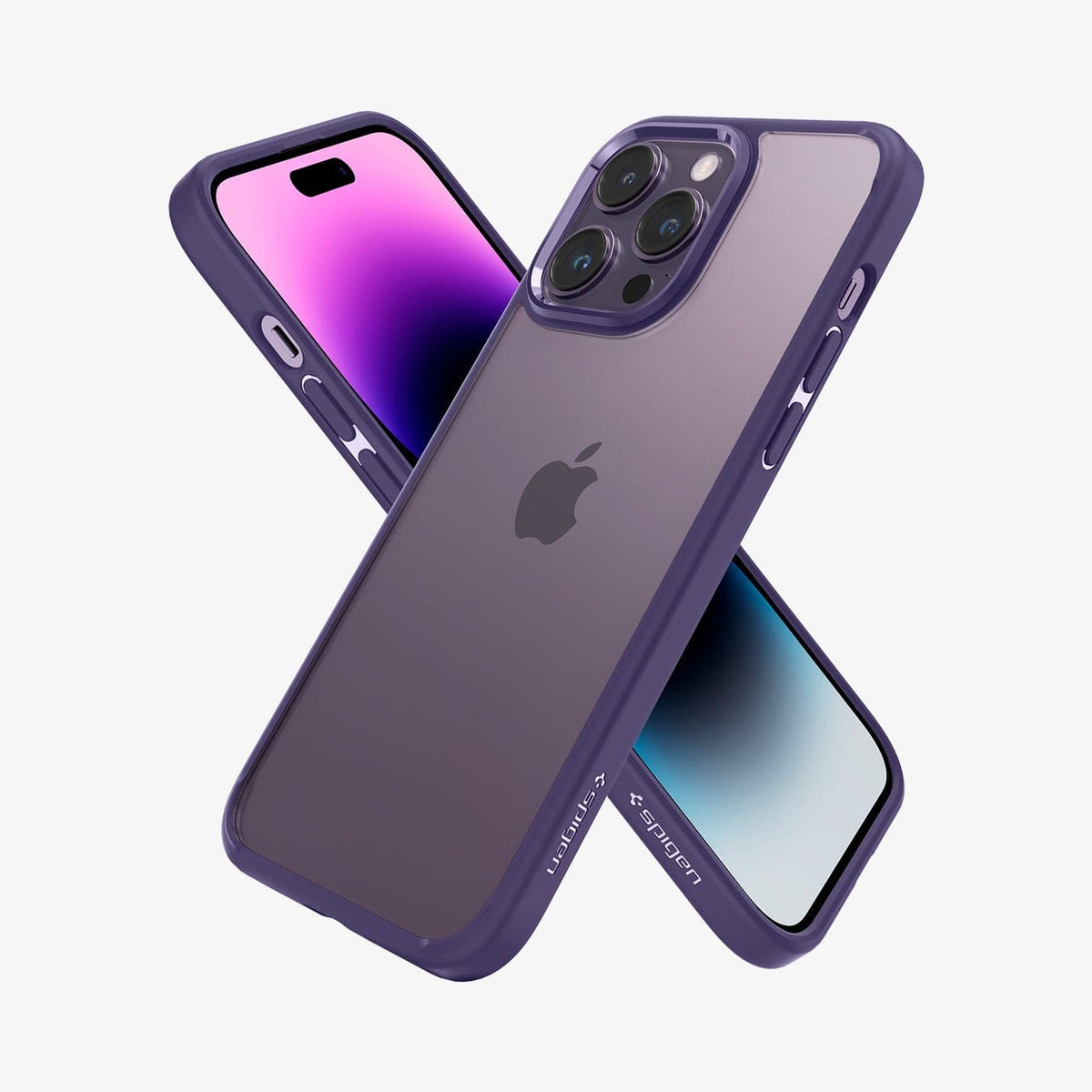 ACS05577 - iPhone 14 Pro Case Ultra Hybrid in deep purple showing the back, sides and front