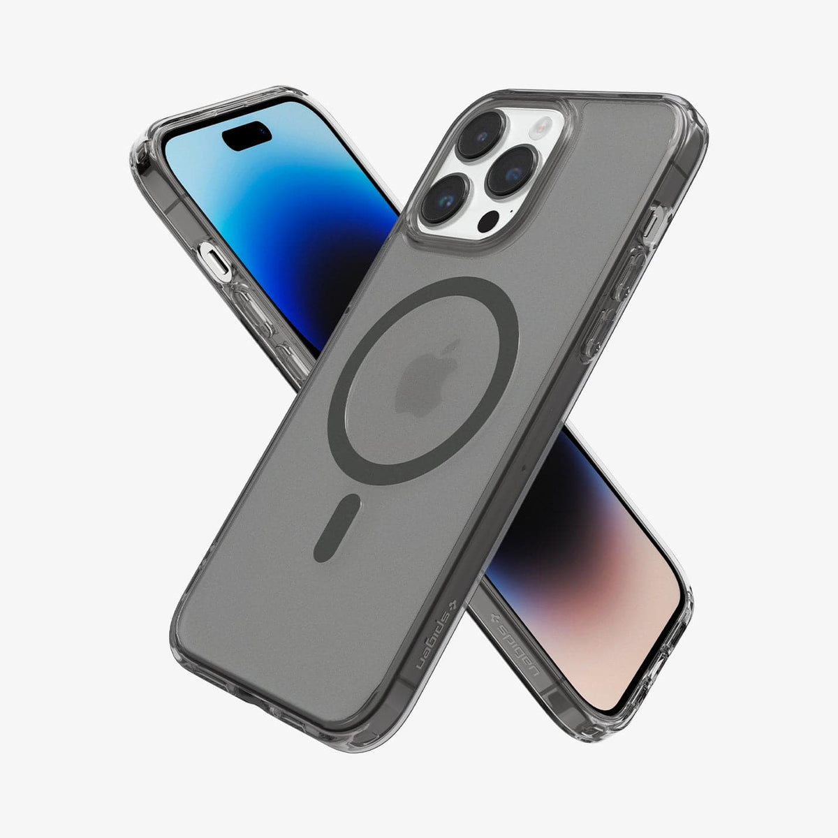 ACS05582 - iPhone 14 Pro Max Case Ultra Hybrid (MagFit) in frost black showing the back, front and sides