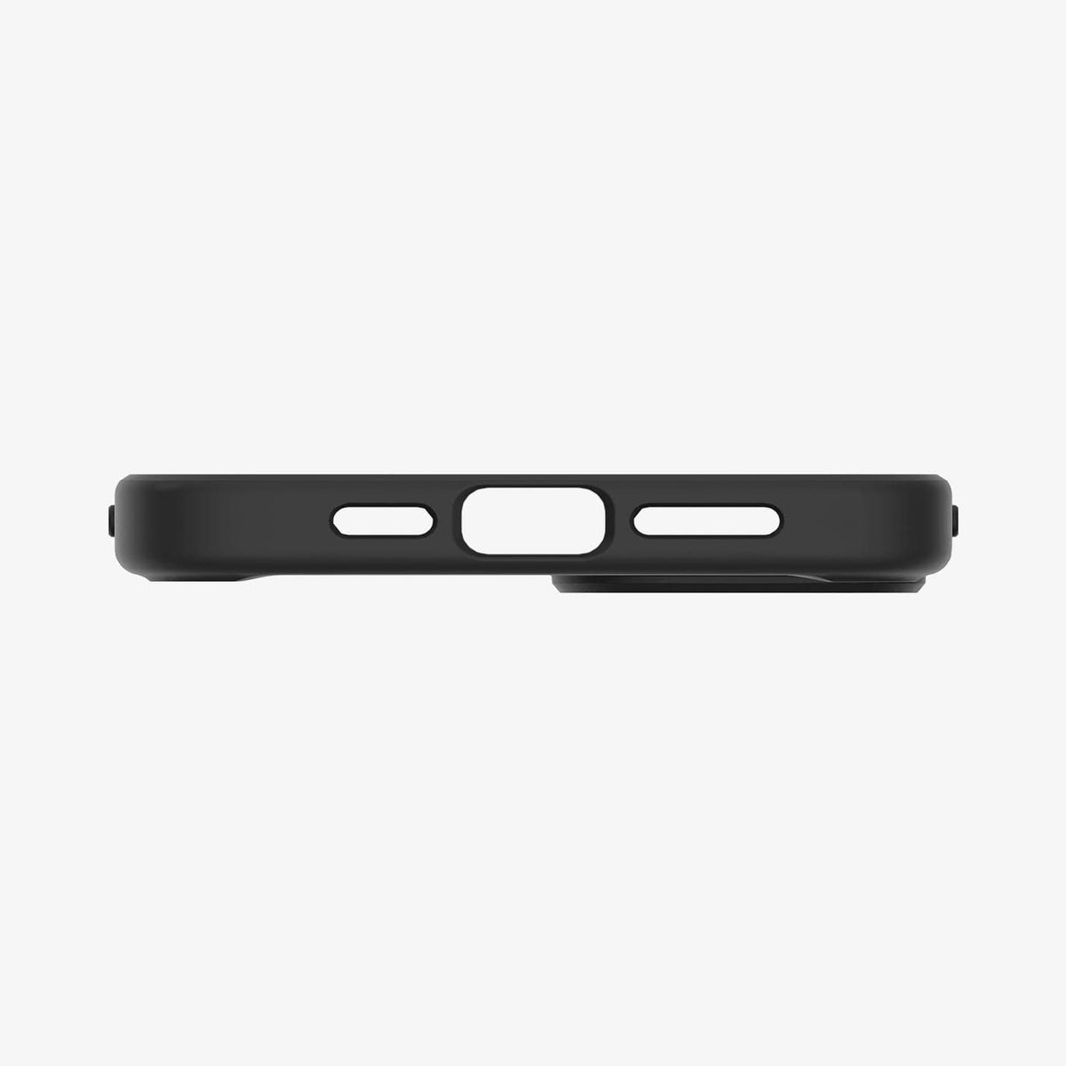 ACS04895 - iPhone 14 Plus Case Ultra Hybrid in matte black showing the bottom with precise cutouts