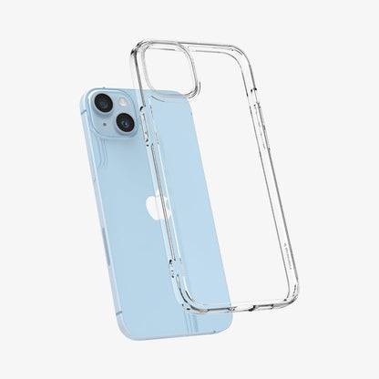 ACS05040 - iPhone 14 Case Ultra Hybrid in crystal clear showing the back slightly hovering away from device