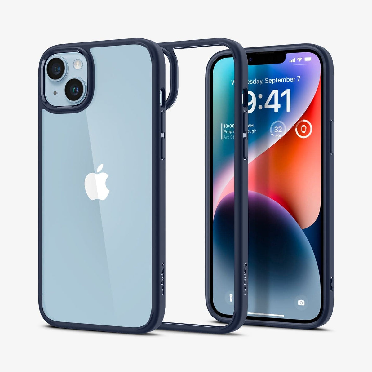 ACS04899 - iPhone 14 Plus Case Ultra Hybrid in navy blue showing the back, inside and front