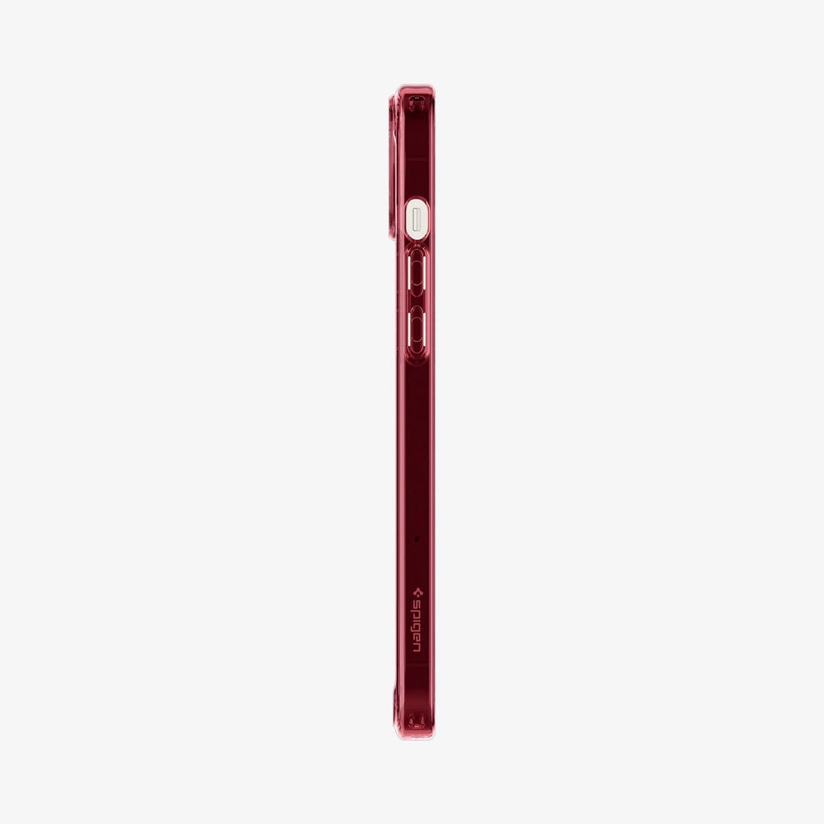 ACS05042 - iPhone 14 Case Ultra Hybrid in red crystal showing the side with volume controls