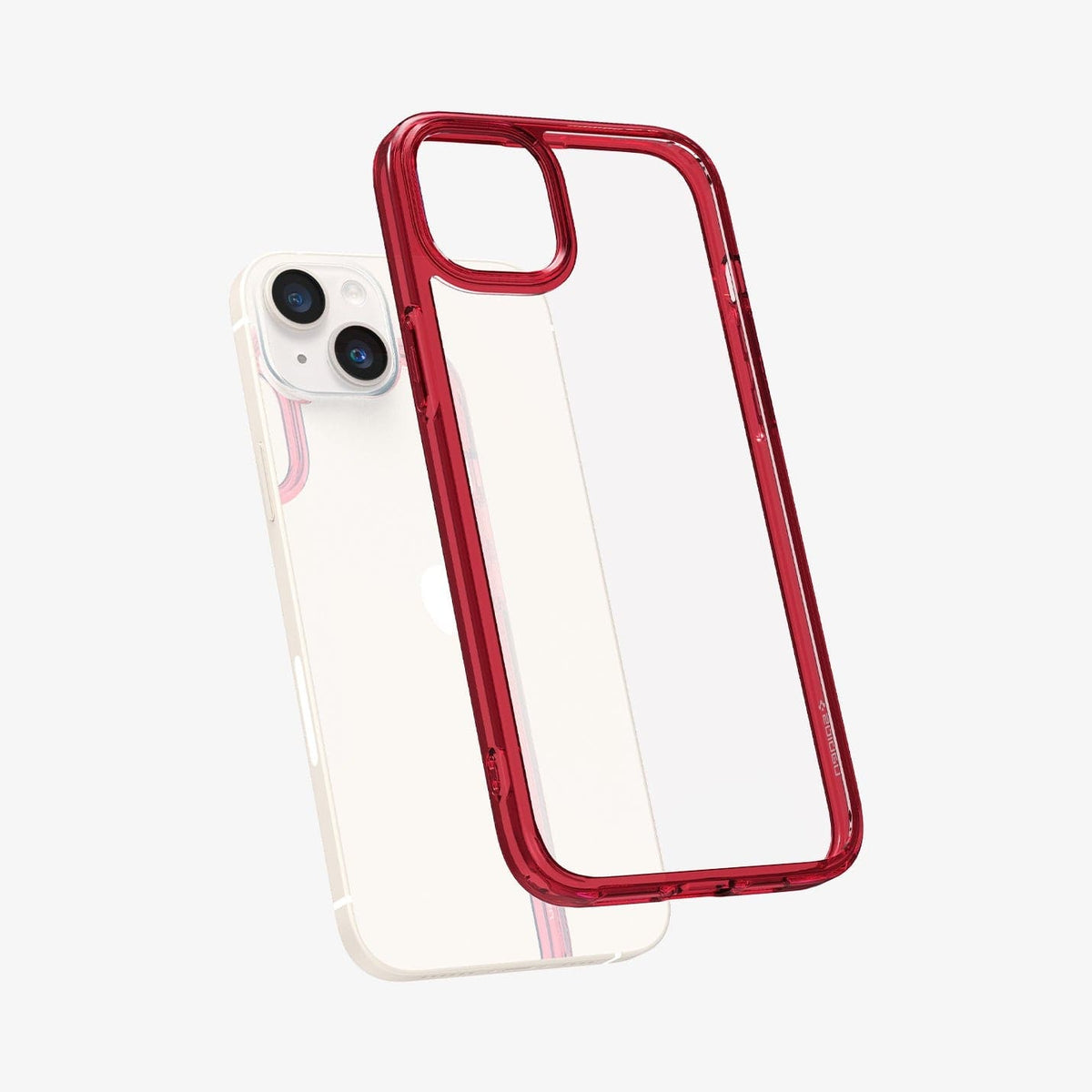 ACS05042 - iPhone 14 Case Ultra Hybrid in red crystal showing the back slightly hovering away from device
