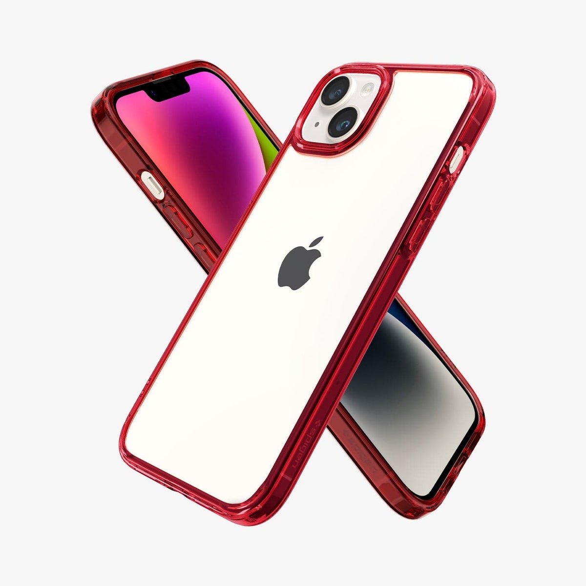 ACS05042 - iPhone 14 Case Ultra Hybrid in red crystal showing the back, sides and front