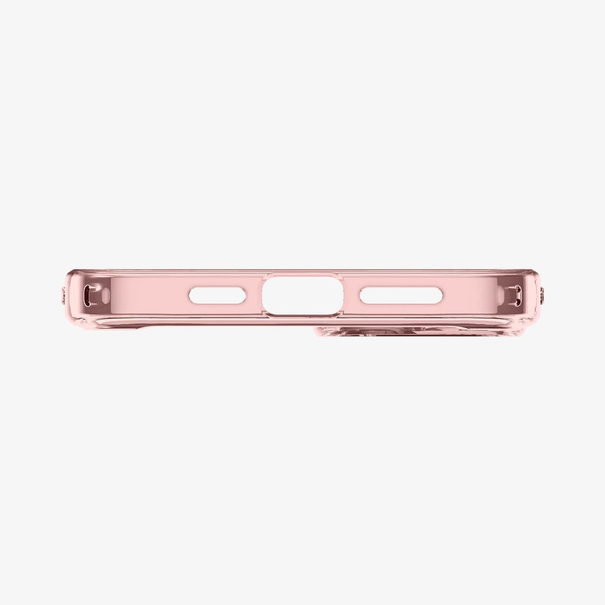 ACS05043 - iPhone 14 Case Ultra Hybrid in rose crystal showing the bottom with precise cutouts