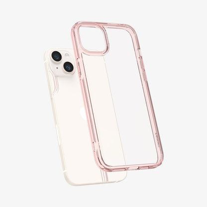 ACS04897 - iPhone 14 Plus Case Ultra Hybrid in rose crystal showing the back slightly hovering away from device