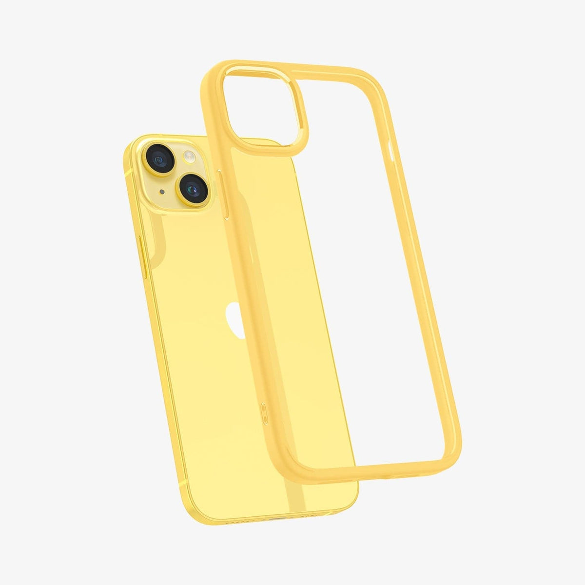 ACS06272 - iPhone 14 Case Ultra Hybrid in butter yellow showing the back with case hovering away from device