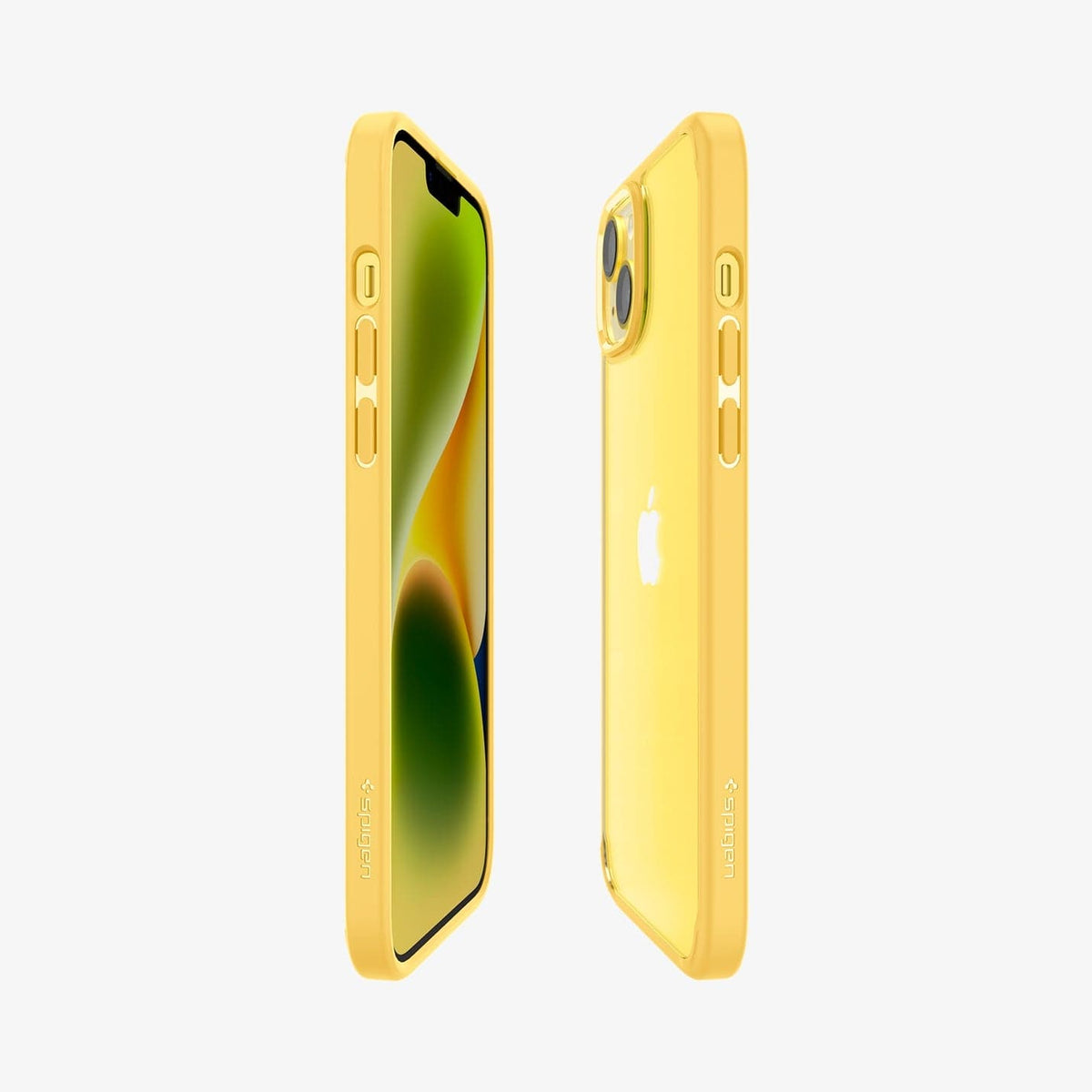 ACS06272 - iPhone 14 Case Ultra Hybrid in butter yellow showing the sides, partial front and back