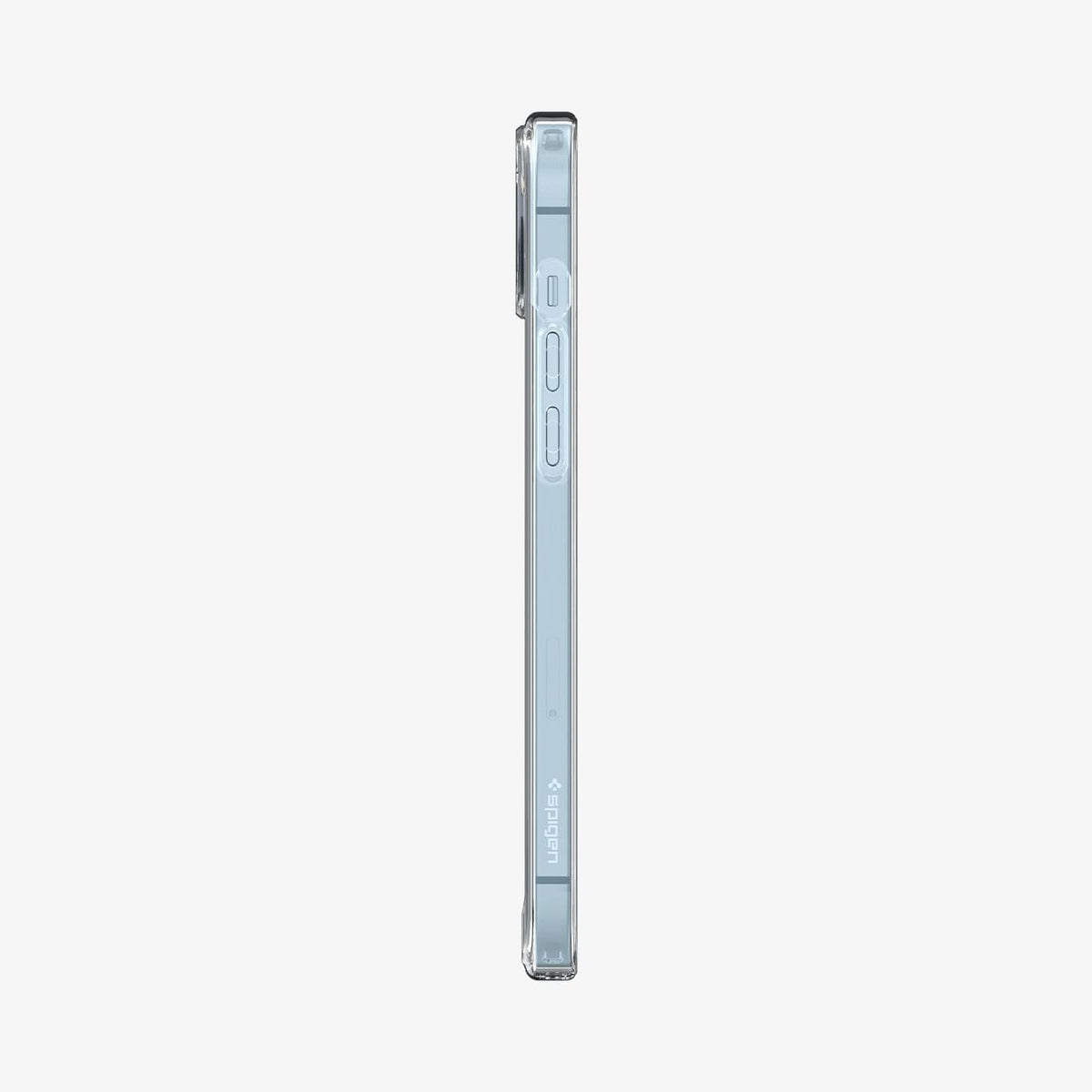 ACS04904 - iPhone 14 Plus Case Ultra Hybrid (MagFit) in carbon fiber showing the side with volume controls