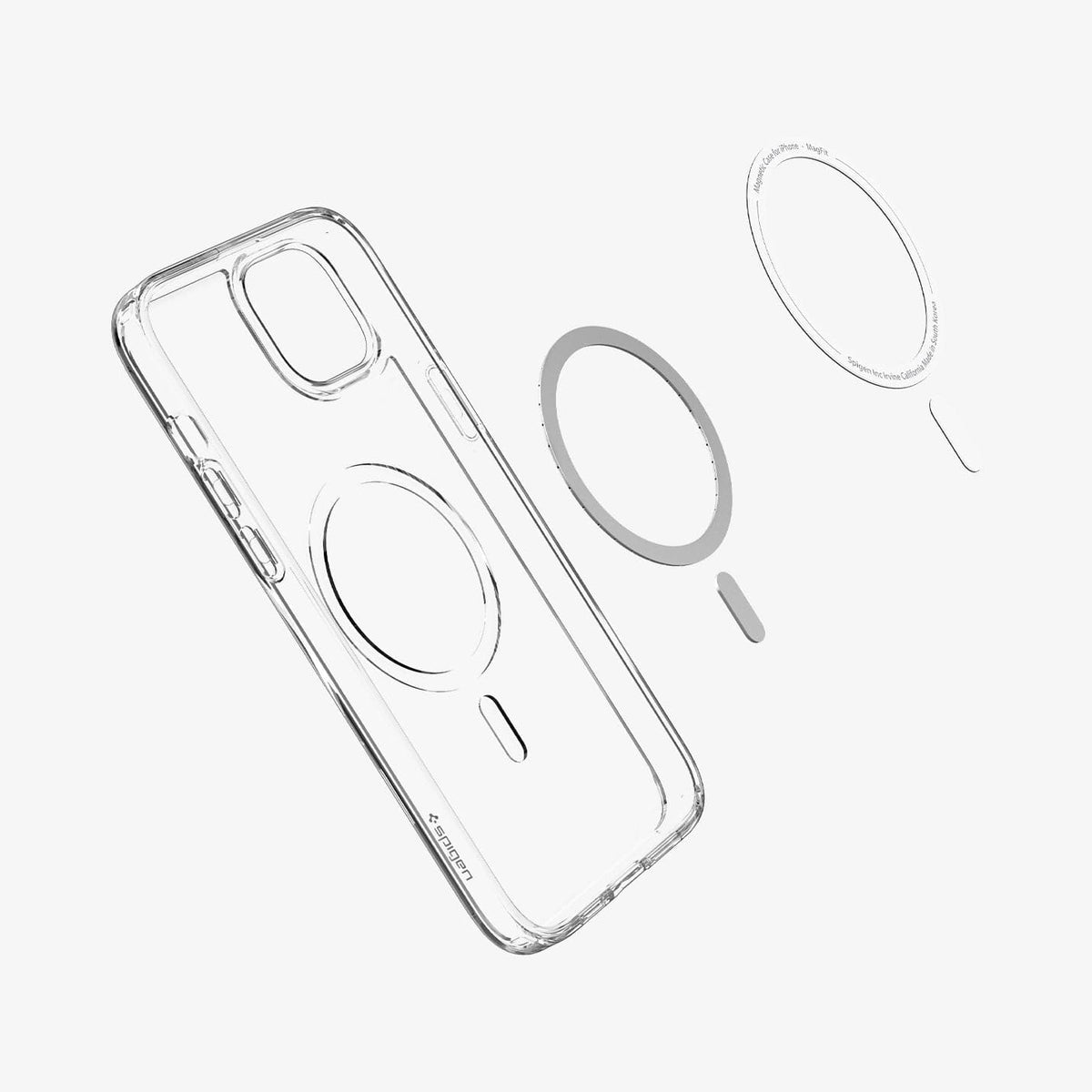 ACS04904 - iPhone 14 Plus Case Ultra Hybrid (MagFit) in carbon fiber showing the inside with magnetic layers