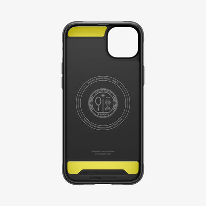 ACS04890 - iPhone 14 Plus Case Rugged Armor (MagFit) in matte black showing the inside of case