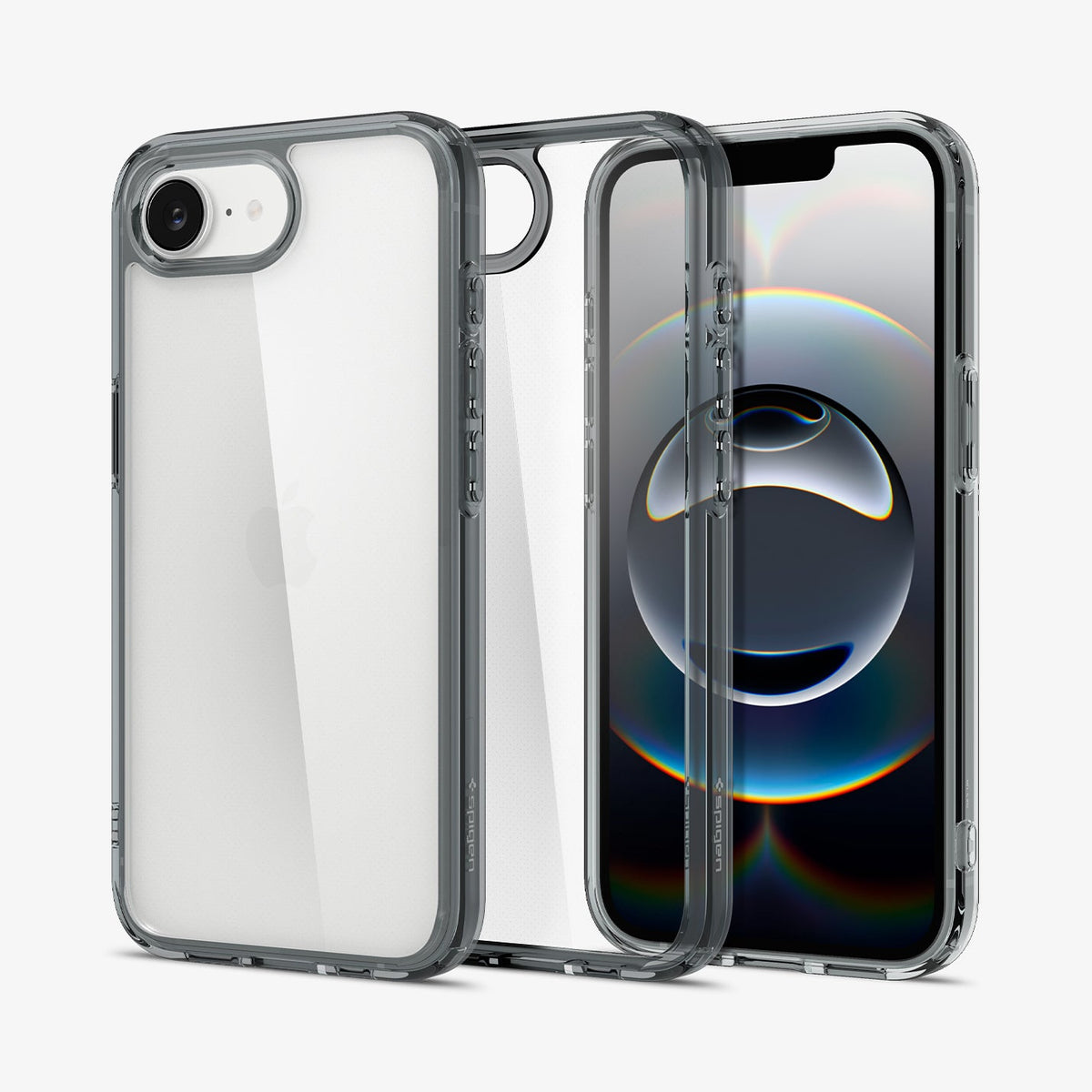 ACS09531 - iPhone 17e Case Ultra Hybrid in Space Crystal showing the back, inner, front and partial sides