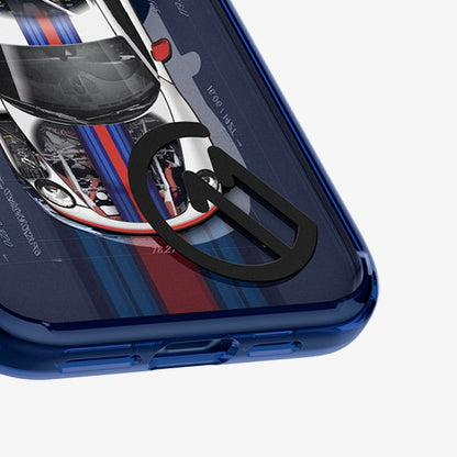 ACS09589 - iPhone 16 Pro Max Case c11 Series Le Mans Edition (MagFit) in Le Mans showing the partial back zoomed in, bottom part