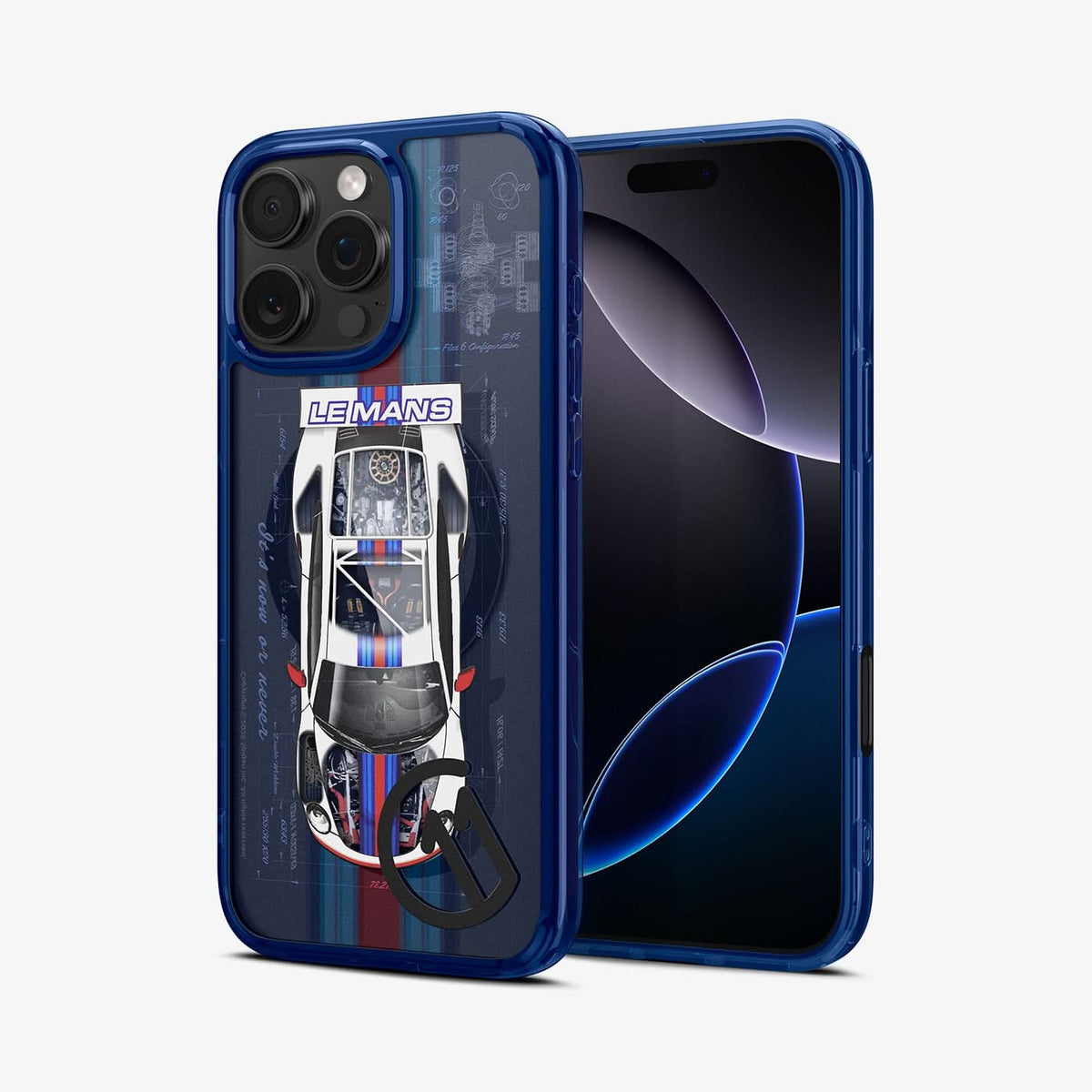 ACS09590 - iPhone 16 Pro Case c11 Series Le Mans Edition (MagFit) in Le Mans showing the back, partial inner and sides