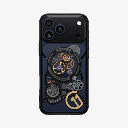 ACS10408 - iPhone 17 Pro Series Case c11 Series Chronos Edition (MagFit) showing the back in black device