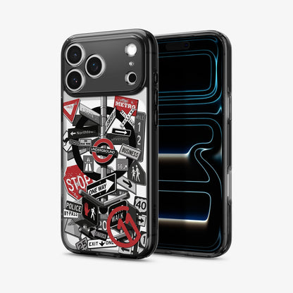ACS11842 - Spigen Signal C11 iPhone 17 Pro case showing the Spigen Signal C11 case front view with lock screen displaying a flowing black and blue wallpaper
