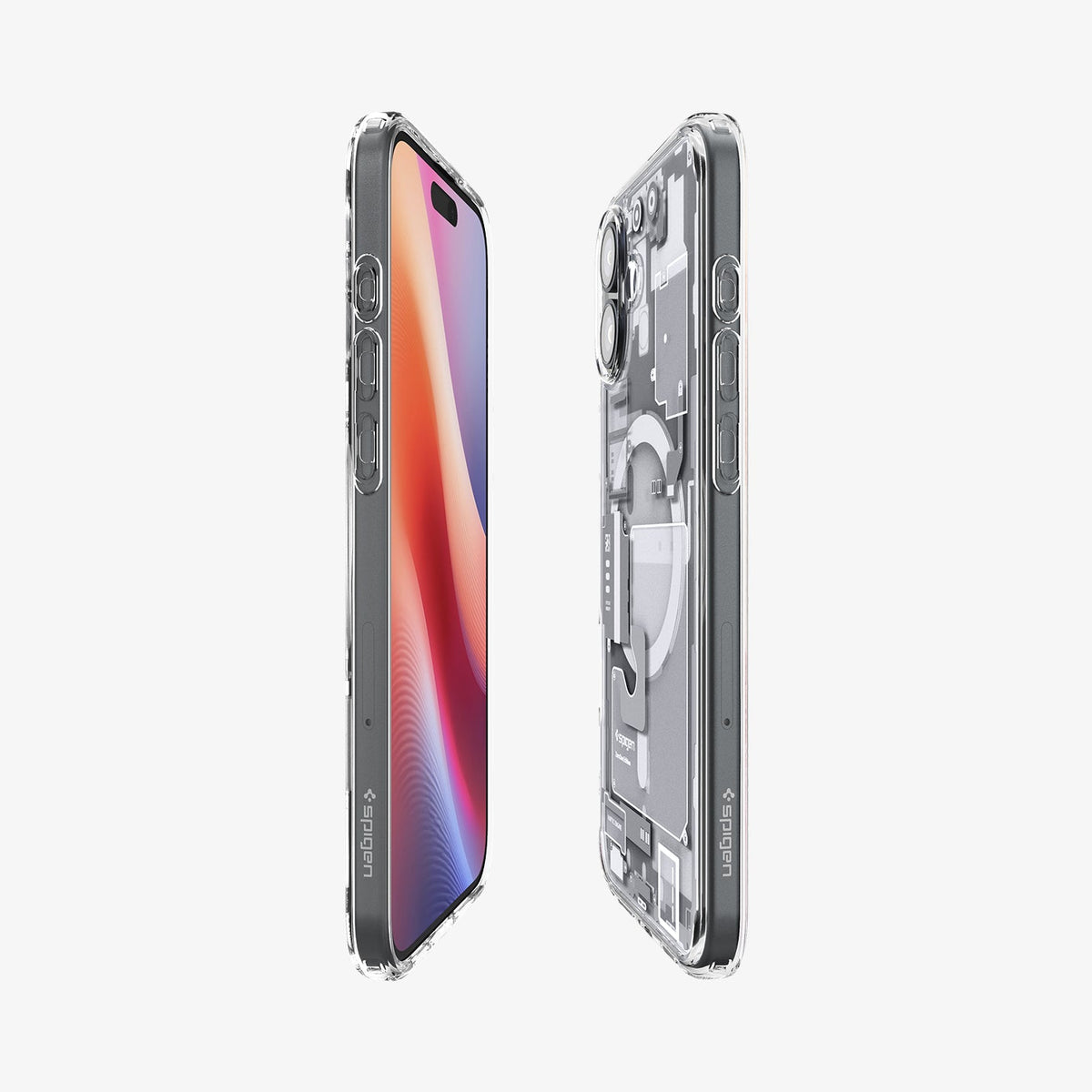 ACS08209 - iPhone 16 Case Ultra Hybrid Zero One (MagFit) in Zero One White showing the partial front, partial back and sides