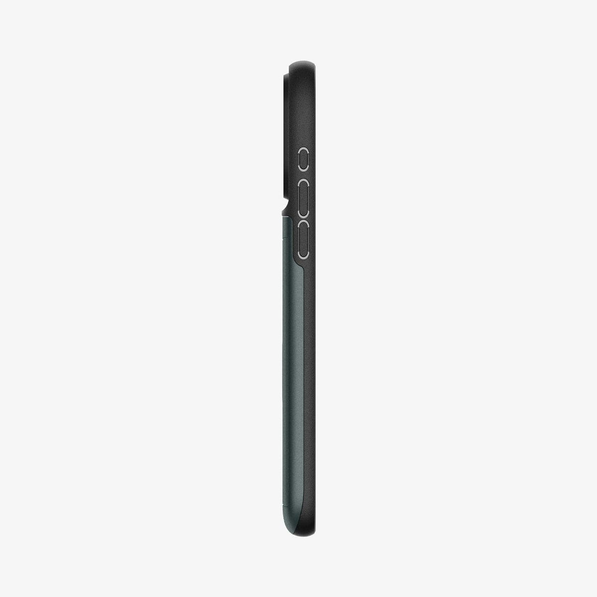 ACS06731 - iPhone 15 Pro Case Slim Armor CS in abyss green showing the side