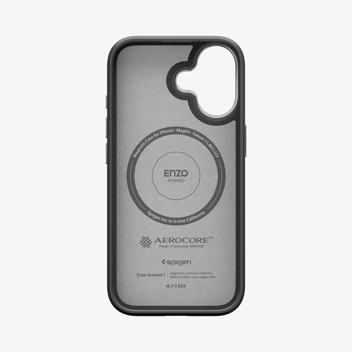 ACS09989 - iPhone 17 Case Enzo Aramid T in black showing the inside of case