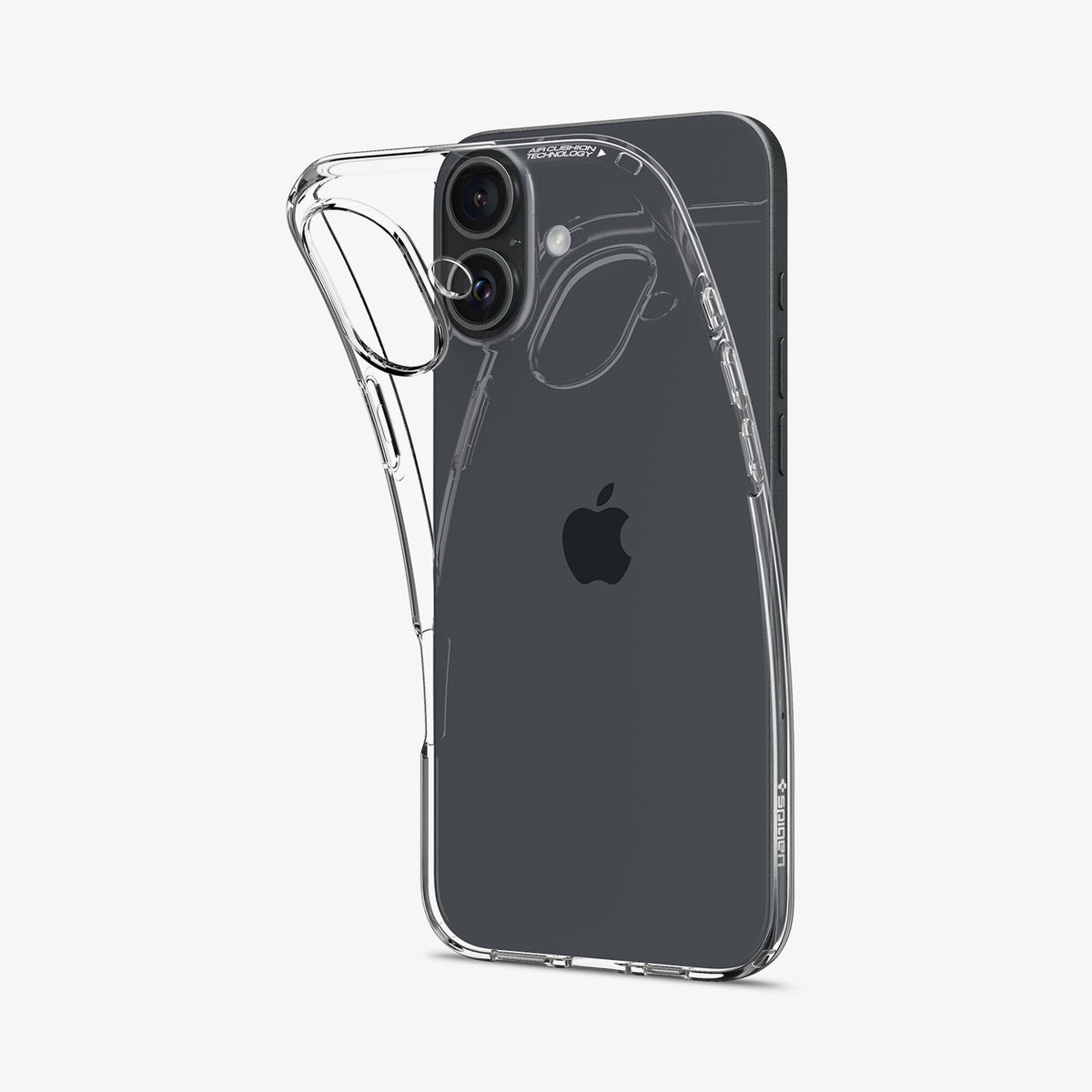 ACS08064 - iPhone 16 Plus Case Liquid Crystal in Crystal Clear showing the back, partial top peeled off