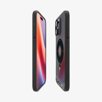 ACS08383 - iPhone 16 Pro Max Case Ultra Hybrid Classic (MagFit) in Classic Black showing the partial back, partial front and sides