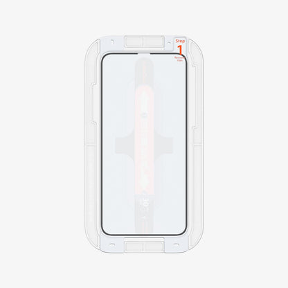 064GL25166 - iPhone XR Screen Protector GLAS.tR EZ Fit showing the screen protector inside of ez fit tray