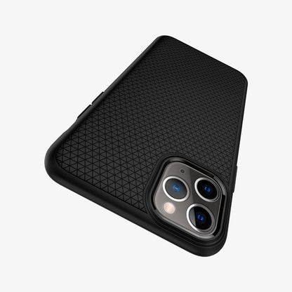 077CS27232 - iPhone 11 Pro Case Liquid Air in matte black showing the back zoomed in to show the fine details