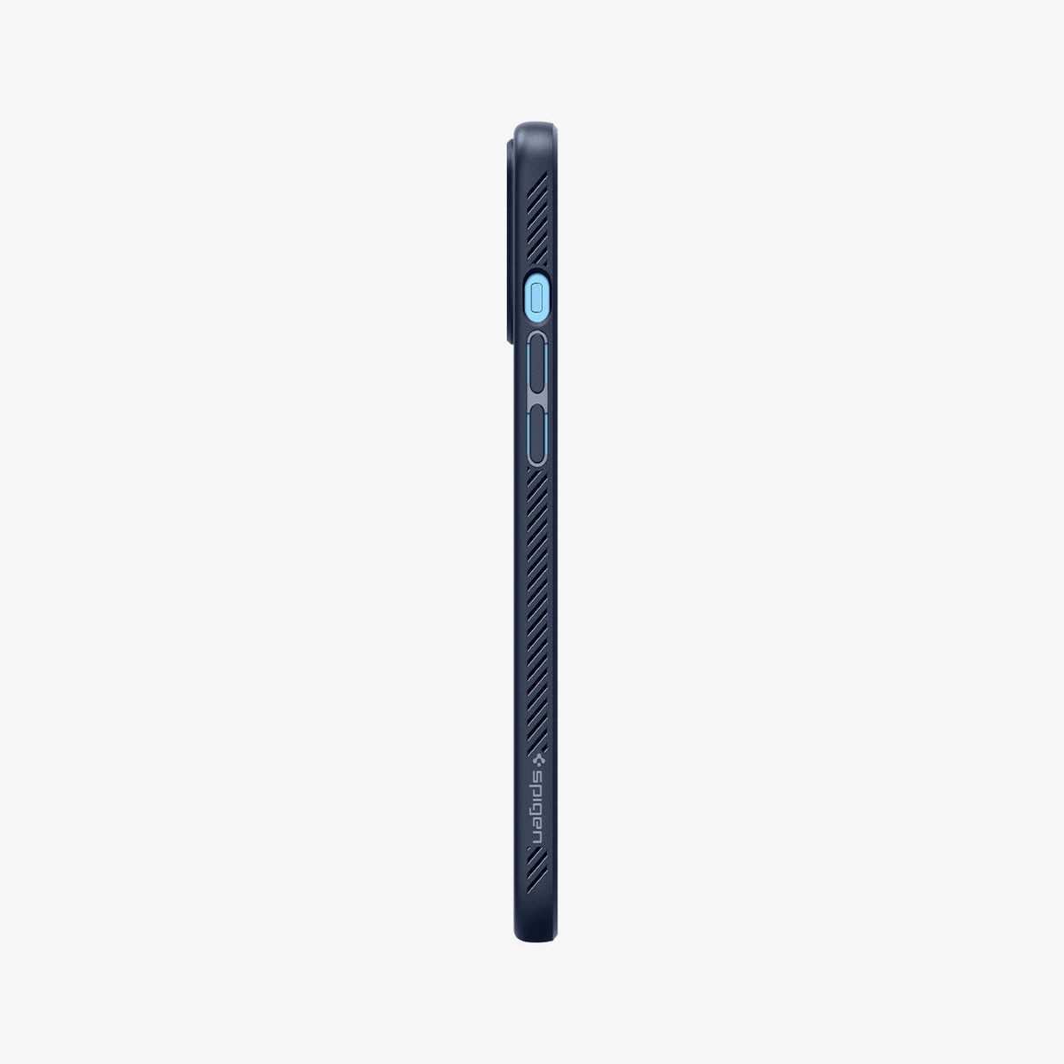 ACS02247 - iPhone 12 Pro Max Case Liquid Air in navy blue showing the side with volume controls