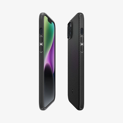 ACS05065 - iPhone 14 Case Mag Armor (MagFit) in matte black showing the sides, partial back and front