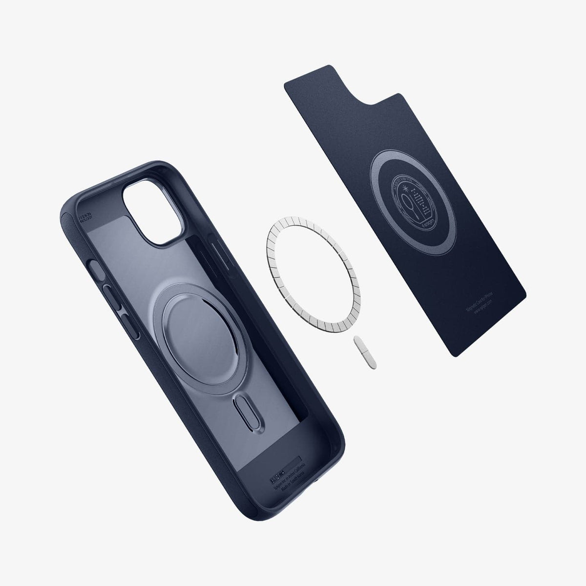 ACS05066 - iPhone 14 Case Mag Armor (MagFit) in navy blue showing the inside with magnetic layers