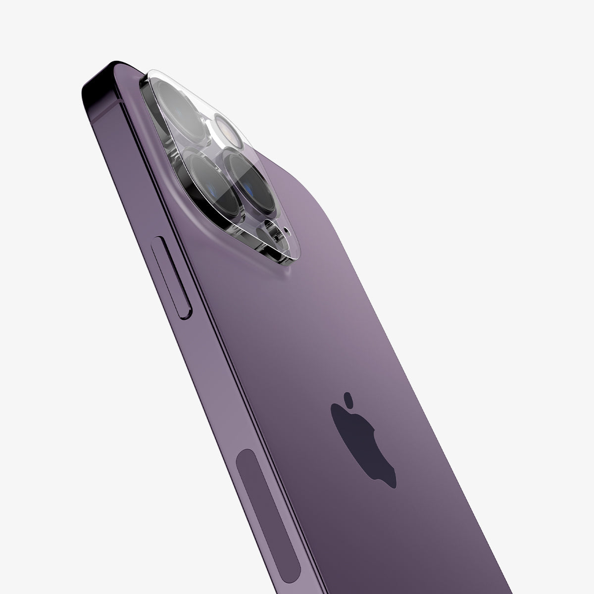 AGL05761 - iPhone 14 Pro / 14 Pro Max Optik Lens Protector in crystal clear showing the back, side and bottom