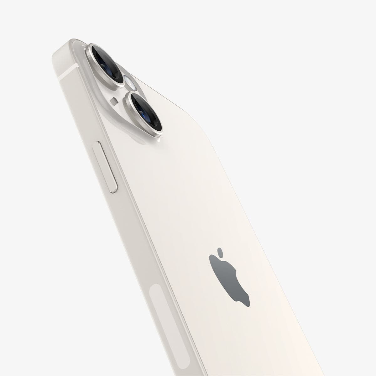 AGL05604 - iPhone 14 / 14 Plus Optik Pro Lens Protector in starlight showing the back and partial side zoomed in on camera lens