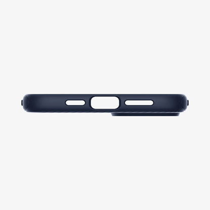 ACS04919 - iPhone 14 Plus Case Mag Armor (MagFit) in navy blue showing the bottom with precise cutouts
