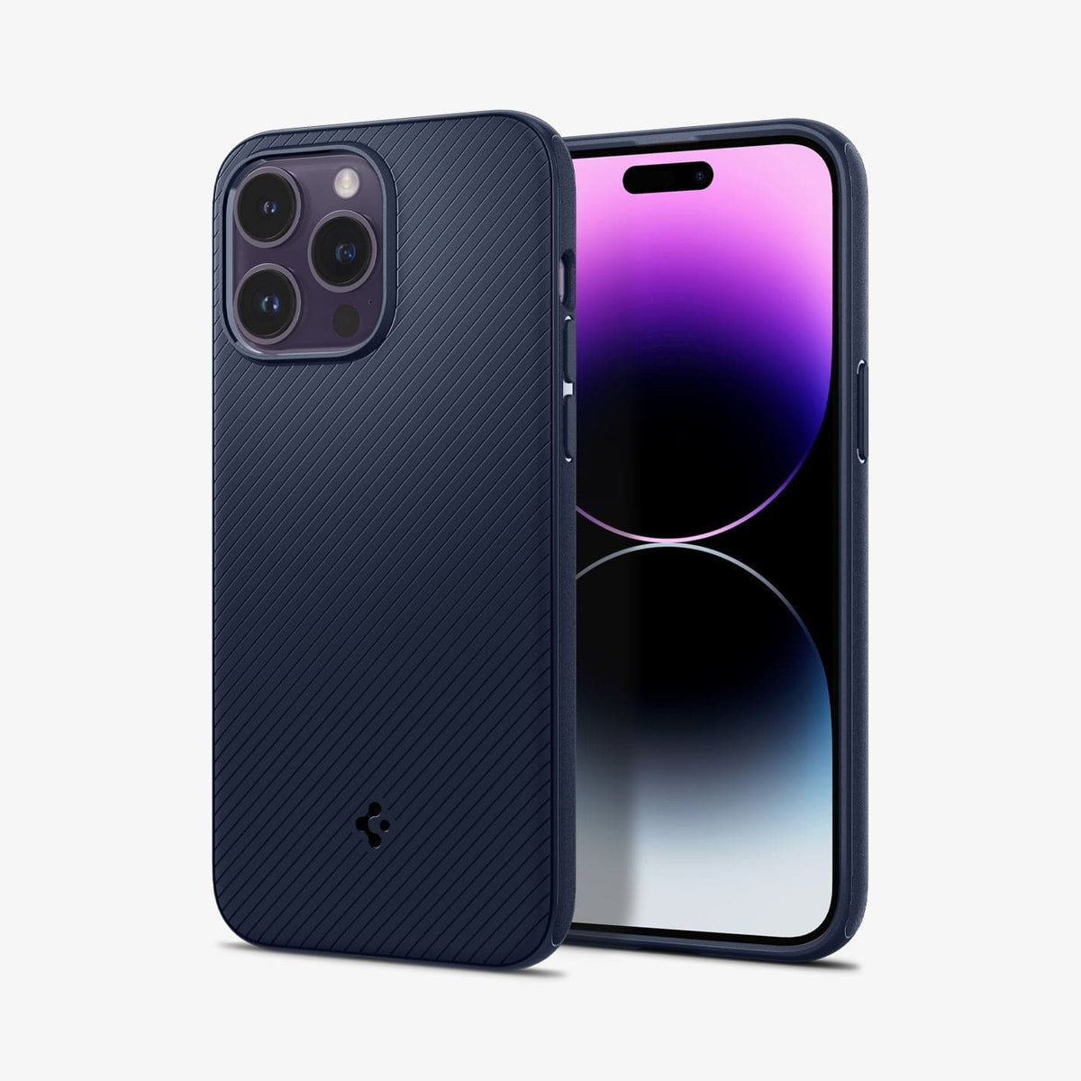 ACS04990 - iPhone 14 Pro Case Mag Armor (MagFit) in navy blue showing the back and front