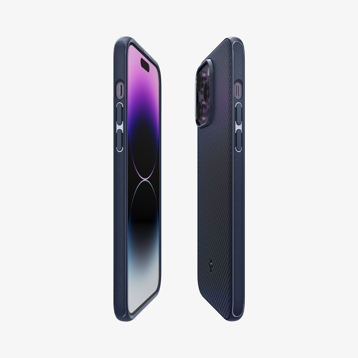 ACS04845 - iPhone 14 Pro Max Case Mag Armor (MagFit) in navy blue showing the sides, partial back and front