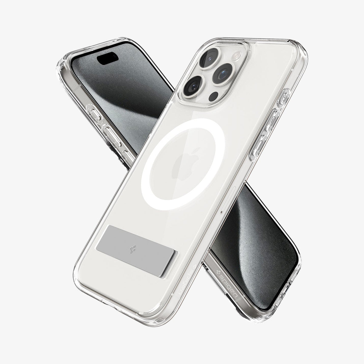 ACS06583 - iPhone 15 Pro Max Case Ultra Hybrid S (MagFit) in crystal clear showing the back, front and sides