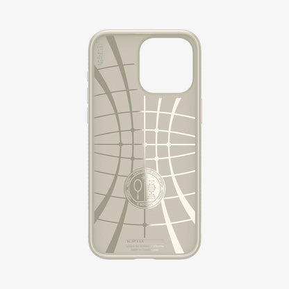 ACS07212 - iPhone 15 Pro Max Case Liquid Air in Natural Titanium showing the inner case with spider web pattern