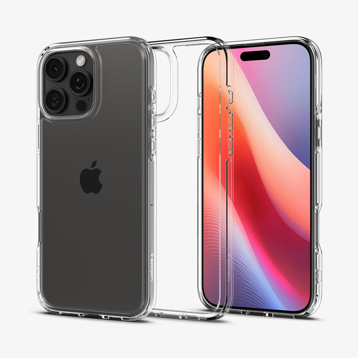 ACS07992 - iPhone 16 Pro Max Case Ultra Hybrid in Crystal Clear showing the back, partial sides, inner side and front
