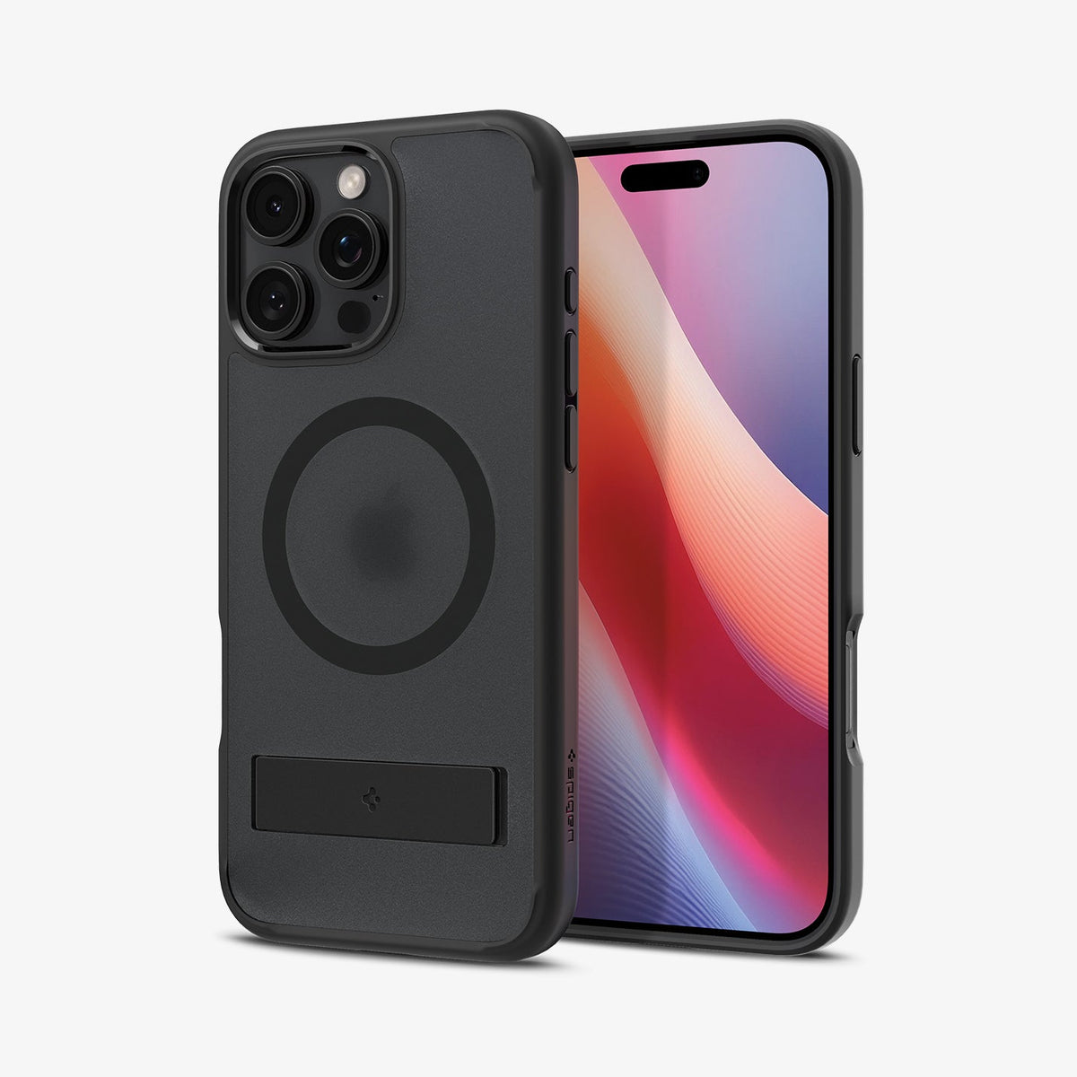 ACS08377 - iPhone 16 Pro Max Case Ultra Hybrid S (MagFit) in Frost Black showing the back, partial front and sides
