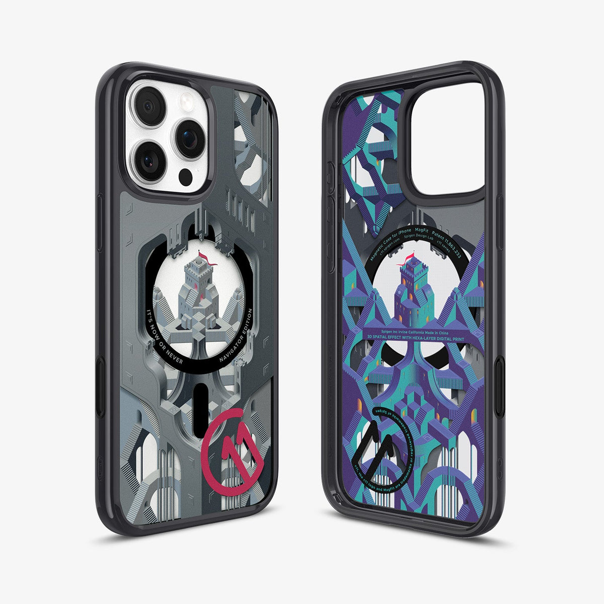 ACS09368 - iPhone 16 Pro Case c11 Series Navigator Edition (MagFit) in Navigator showing the back, inner and partial sides