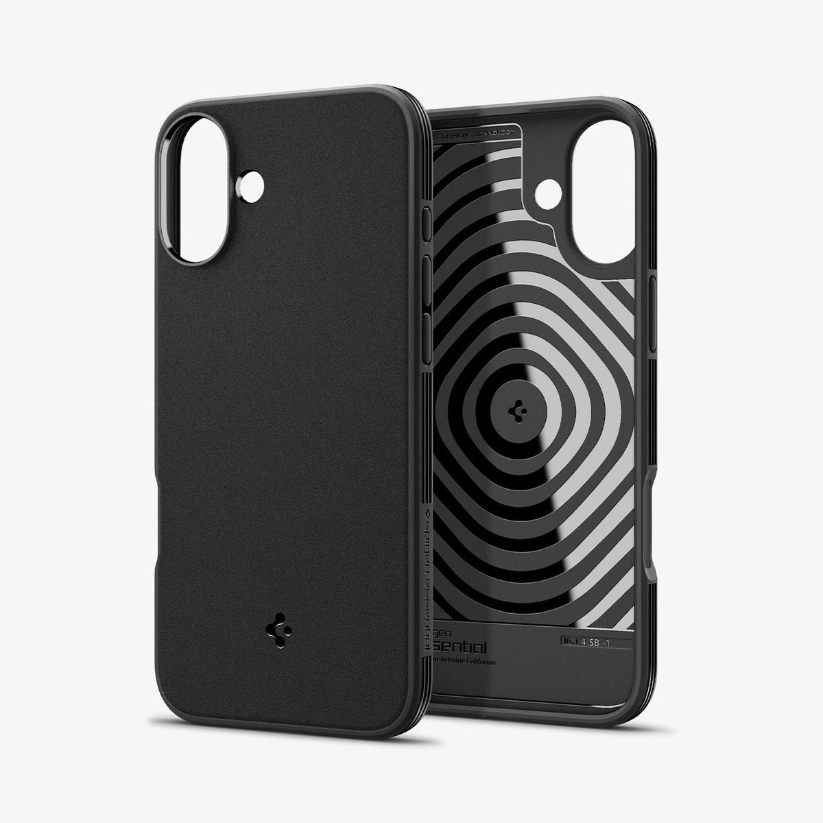 ACS08219 - iPhone 16 Sand Blast in Matte Black showing the front and back