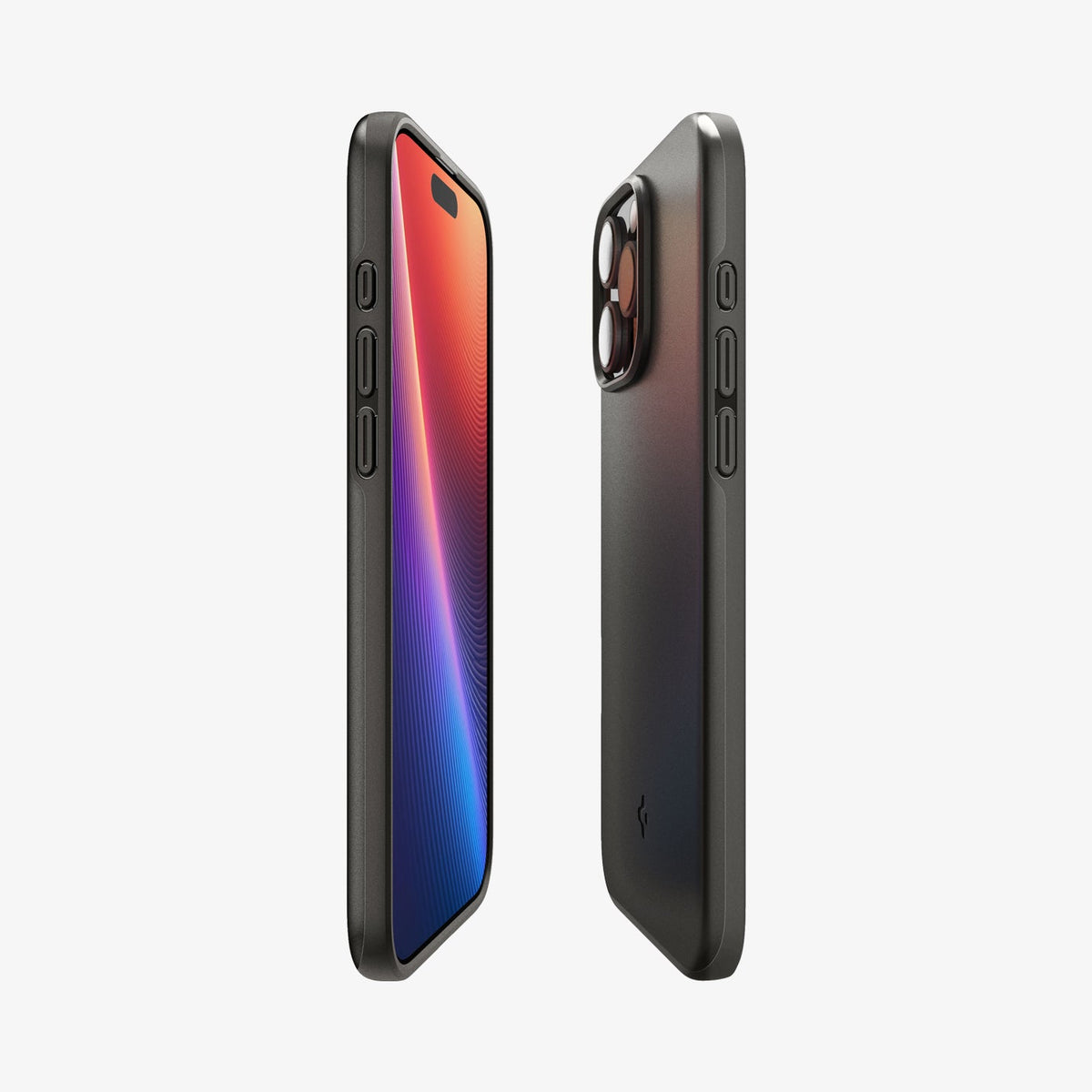 ACS08107 - iPhone 16 Pro Case Thin Fit (MagFit) in Gunmetal showing the partial back, partial front, and sides