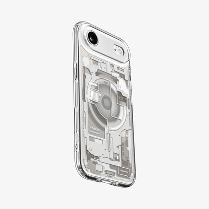ACS10057 - iPhone 17 Air Ultra Hybrid Zero One (MagFit) in Zero One Natural Titanium showing the side, back and top