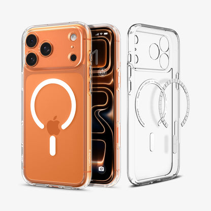 ACS10066 - iPhone 17 Pro Ultra Hybrid (MagFit) in Clear White showing the back, partial inner, partial front and sides