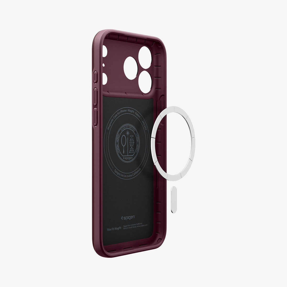 ACS12333 - iPhone 18 Pro Max / iPhone 17 Pro Max in Dark Cherry showing inside with magfit magnet