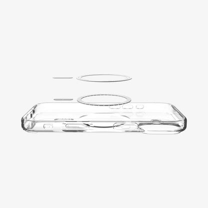 ACS10084 - iPhone 17 Ultra Hybrid (MagFit) in Clear Gold showing layer and magfit magnet above the case
