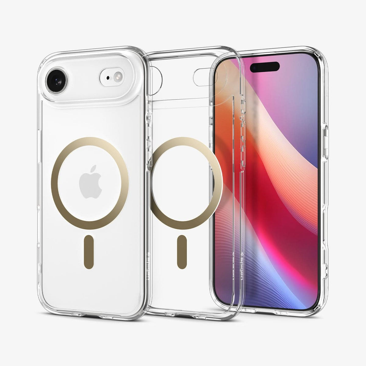 ACS10053 - iPhone 17 Air Ultra Hybrid (MagFit) in Clear Gold showing the back, partial inner, partial front and sides