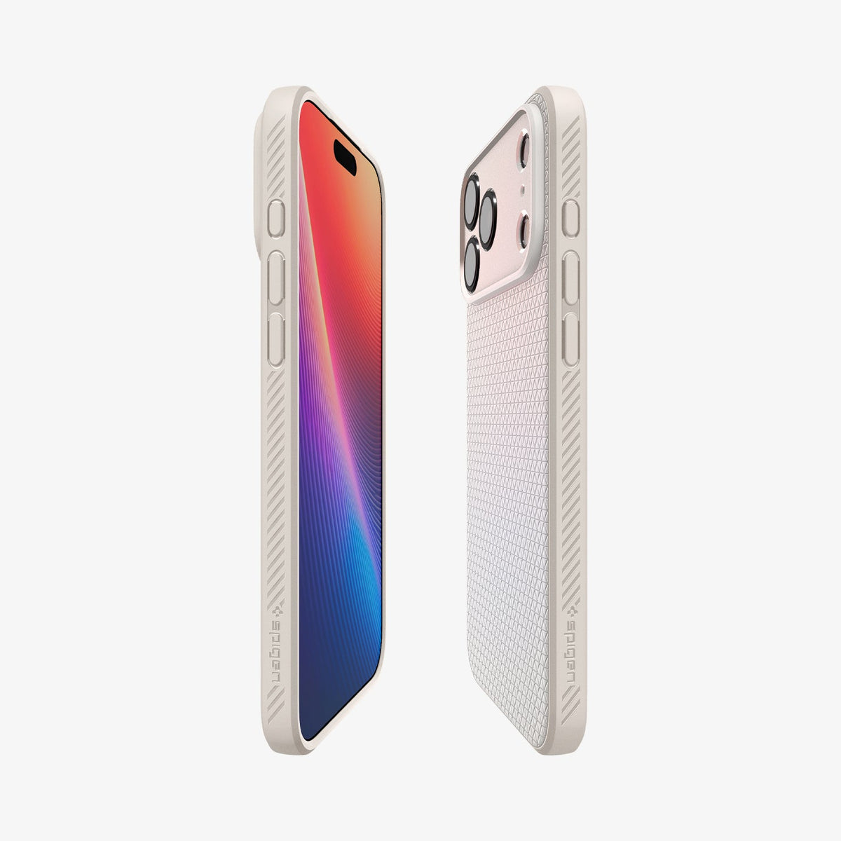 ACS09891 - iPhone 17 Pro Max Liquid Air in Natural Titanium showing the partial back, partial front and sides